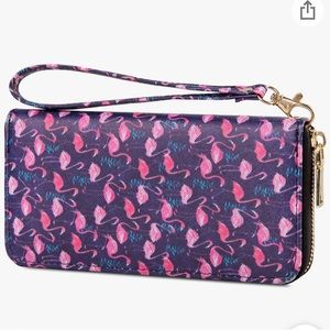 Fanwill Flamingo Wallet Wristlet Purse Zip Around Card Holder (Flamingo)